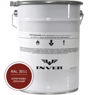 Синтетическая краска INVER RAL3011 1К, алкидная матовая эмаль, воздушной сушки, 20 кг.