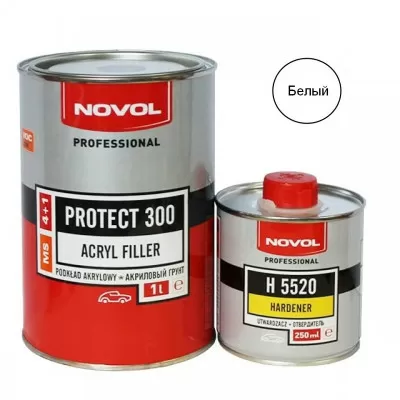 Грунт MS акриловый 2-K (4+1) Белый 1л PROTECT 300 и отвердитель Н5520 0,25л комплект NOVOL 37031 