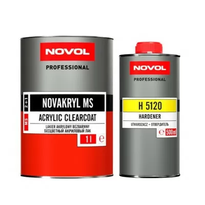 Лак бесцветный акриловый 2К (2+1) 1л NOVAKRYL MS и отвердитель Н5120 0.5л комплект 38001+35631