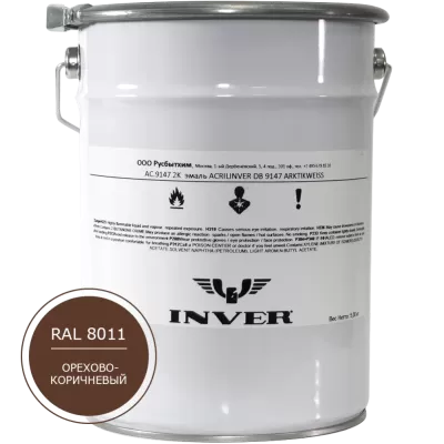 Синтетическая краска INVER RAL 8011 1К, алкидная глянцевая эмаль, воздушной сушки 20 кг