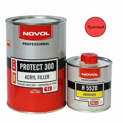 Грунт MS акриловый 2-K (4+1) Красный 1л PROTECT 300 и отвердитель Н5520 0,25л комплект NOVOL 37051