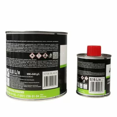 Грунт наполнитель + отвердитель акриловый 5 к 1  черный,  0,8л+0,16л JETA PRO 5758 black/0,8