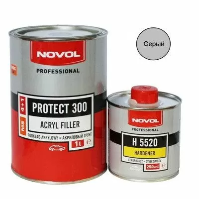 Грунт MS акриловый 2-K (4+1) Серый 1л PROTECT 300 и отвердитель Н5520 0,25л комплект NOVOL 37011
