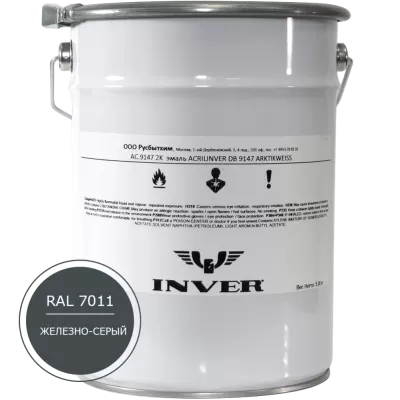 Синтетическая краска INVER RAL7011 1К, алкидная матовая эмаль, воздушной сушки, 20 кг.