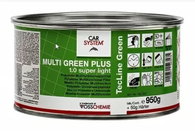 Шпатлевка универсальная  1кг  Multi Green Plus 1,0 SUPER Light   Суперлегкая Зеленая 152357 Carsystem
