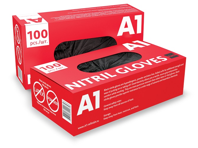 NITRIL GLOVES Нитриловые перчатки, черные, размер XL, упаковка 100 шт., A1  A1-Gloves-XL