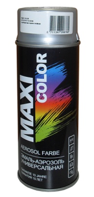 Краска аэрозольная, эмаль термостойкая серебристая 0,4л MAXI COLOR 0007MX
