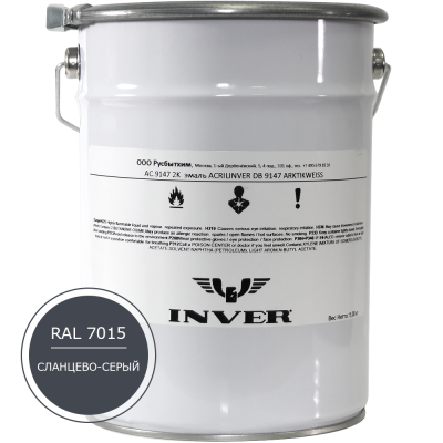 Синтетическая антикоррозийная краска INVER, RAL 7015 1К, фенол-алкидная, глянцевая, толстослойная грунт-эмаль воздушной сушки 20 кг