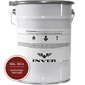 Синтетическая антикоррозийная краска INVER, RAL 3011 1К, фенол-алкидная, глянцевая, толстослойная грунт-эмаль воздушной сушки 20 кг