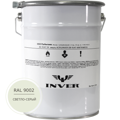 Синтетическая антикоррозийная краска INVER, RAL 9002 1К, фенол-алкидная, глянцевая, толстослойная грунт-эмаль воздушной сушки 5 кг