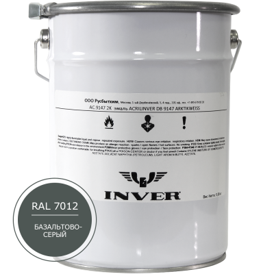 Синтетическая краска INVER RAL7012 1К, алкидная матовая эмаль, воздушной сушки, 5 кг.