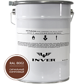 Синтетическая антикоррозийная краска INVER, RAL 8002 1К, фенол-алкидная, глянцевая, толстослойная грунт-эмаль воздушной сушки 20 кг