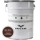 Синтетическая антикоррозийная краска INVER, RAL 8016 1К, фенол-алкидная, глянцевая, толстослойная грунт-эмаль воздушной сушки 5 кг