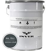 Синтетическая антикоррозийная краска INVER, RAL 7011 1К, фенол-алкидная, глянцевая, толстослойная грунт-эмаль воздушной сушки 5 кг